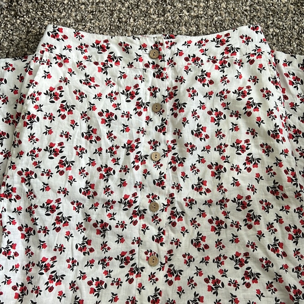Cynthia rowley maxi skirt 100% linen floral white black red